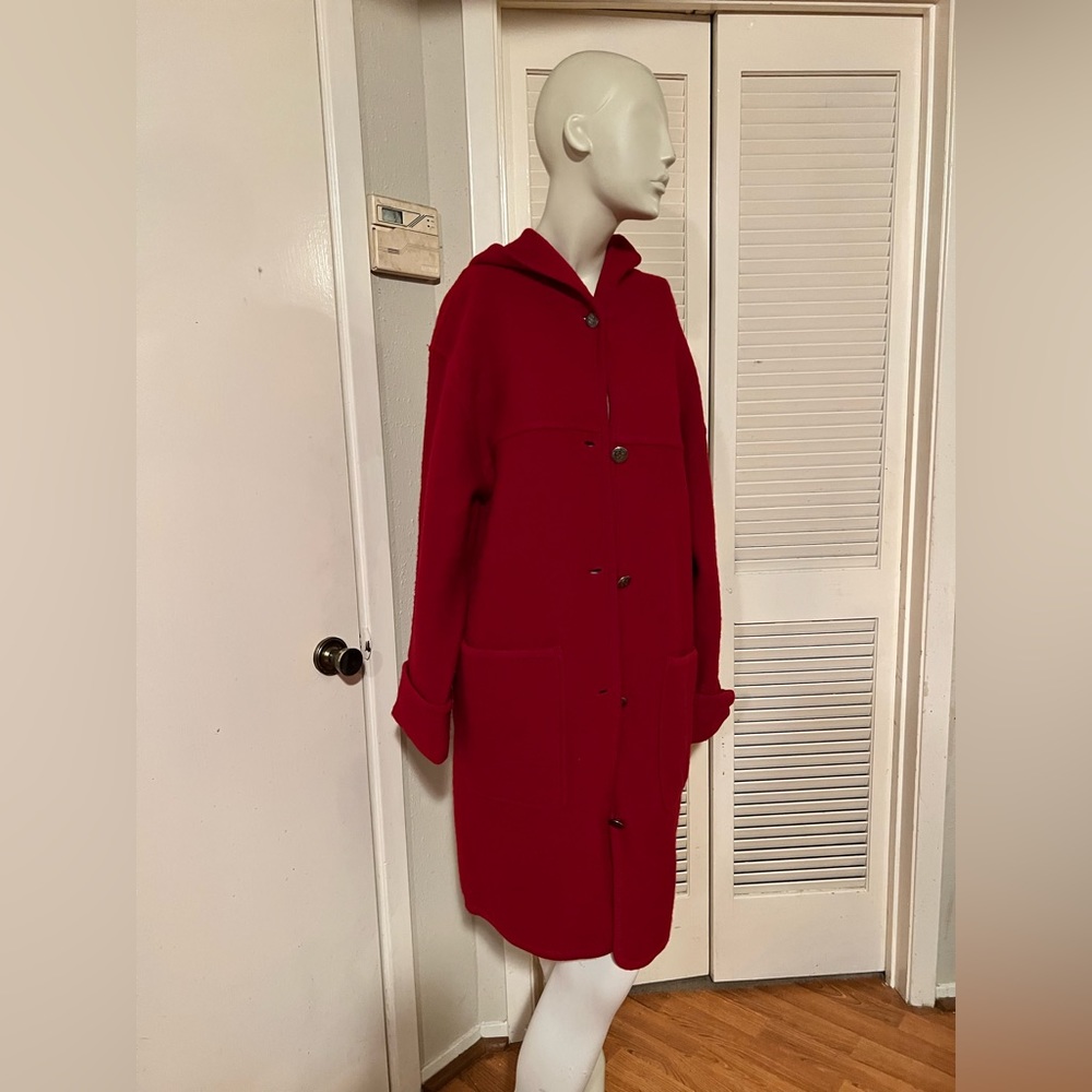 Red St.John Bay long coat/sweater.